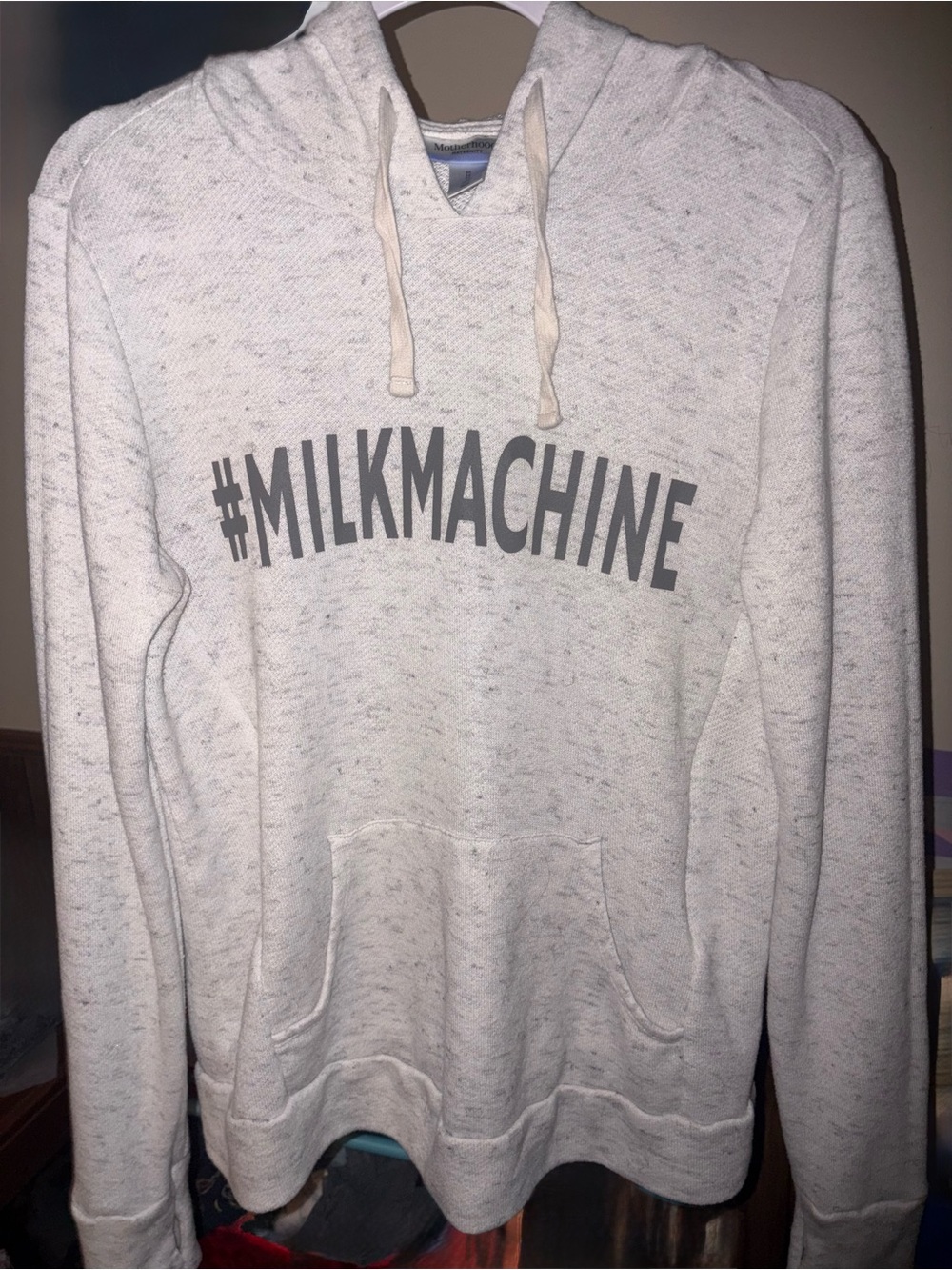 Motherhood Maternity Heather Cream #MILKMACHINE Hoodie